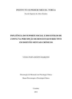 Influência do Suporte Social e Estilos de Coping na Percepção de Bem-Estar em Doentes Mentais Crónicos