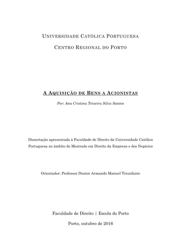 A Aquisição de Bens a Acionistas: Funcionamento e Limitações