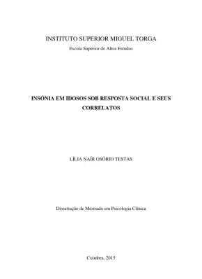 Estudo sobre Insónia em Idosos e Seus Correlatos