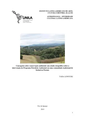 Concepções sobre Conservação Ambiental em Comunidades Tradicionais: Um Estudo Etnográfico