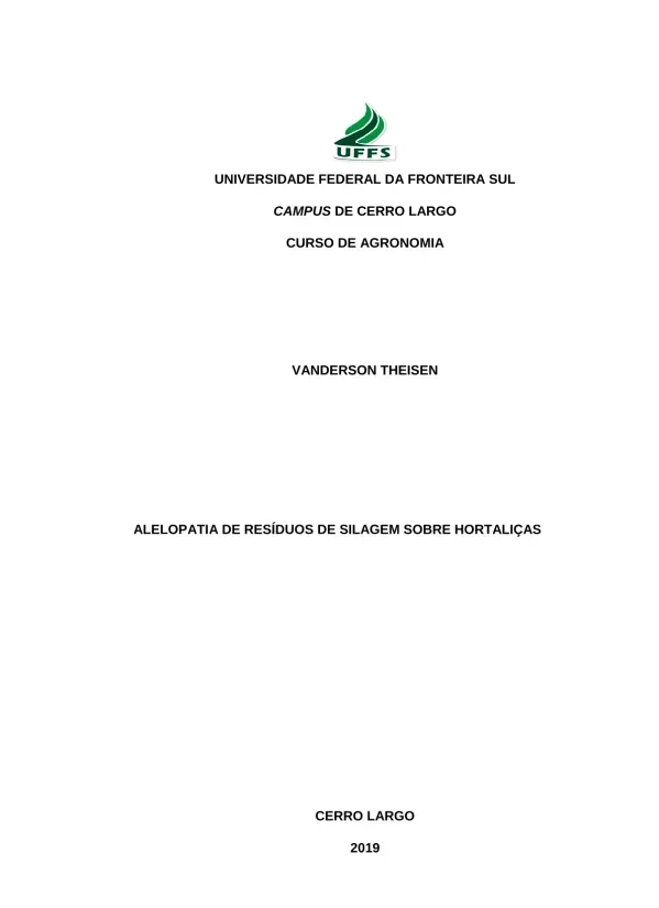 Efeitos Alelopáticos de Resíduos de Silagem de Milho sobre a Germinação de Hortalças