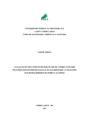 Avaliação do Tratamento de Percolado de Aterro Sanitário por Peroxicoagulação Eletroquímica