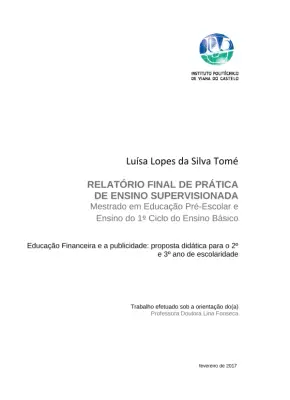 Relatório de Prática de Ensino Supervisionada: Educação Financeira e Publicidade