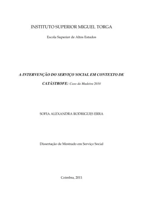 A Intervenção do Serviço Social em Contexto de Catástrofe: Análise do Caso da Madeira 2010