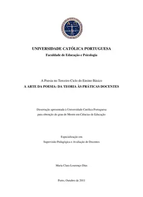 Poesia no Ensino Básico: Práticas Docentes