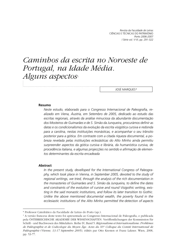 Caminhos da escrita no Noroeste de Portugal, na Idade Média : alguns aspectos