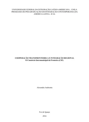 Cooperação Transfronteiriça: CIF e Integração Regional