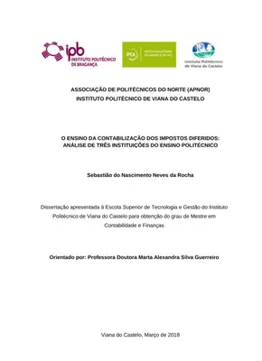 Impostos Diferidos: Ensino no Politécnico