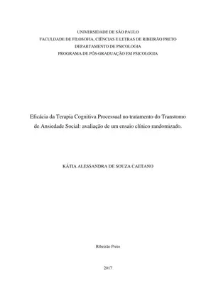 Terapia Cognitiva Processual e Ansiedade Social