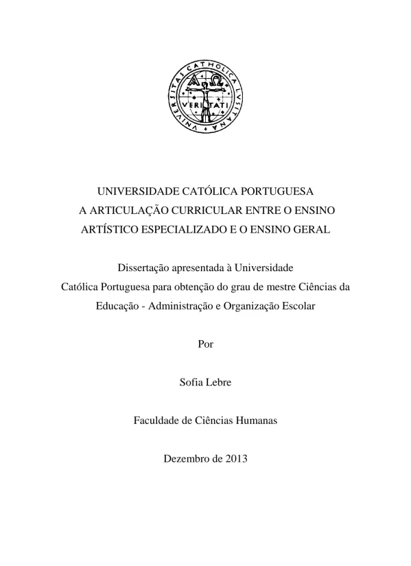 A articulação curricular entre o ensino artístico especializado e o ensino geral