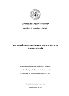 Articulação Curricular em Inglês