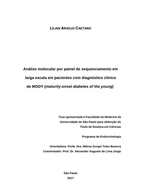 Sequenciamento MODY: Análise Molecular