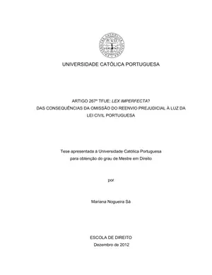 Artigo 267º TFUE: Lex Imperfecta?