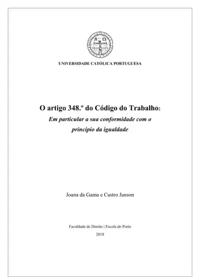 Igualdade e Artigo 348º do Código do Trabalho