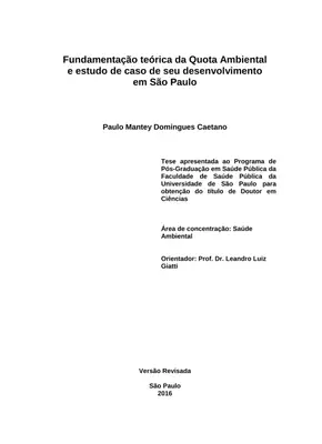 Quota Ambiental em SP: Estudo de Caso