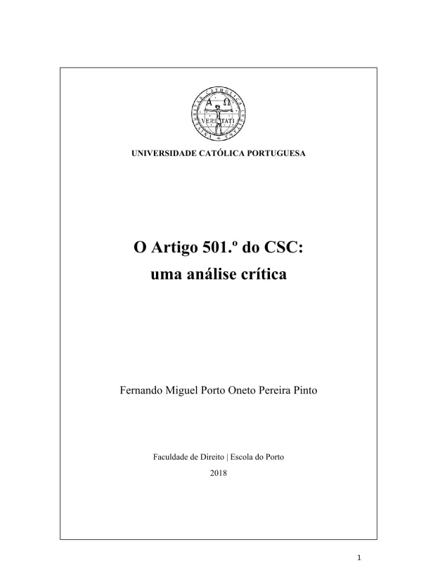 O artº. 501º do CSC : uma análise crítica