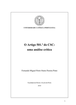 Análise Crítica do Artigo 501º CSC