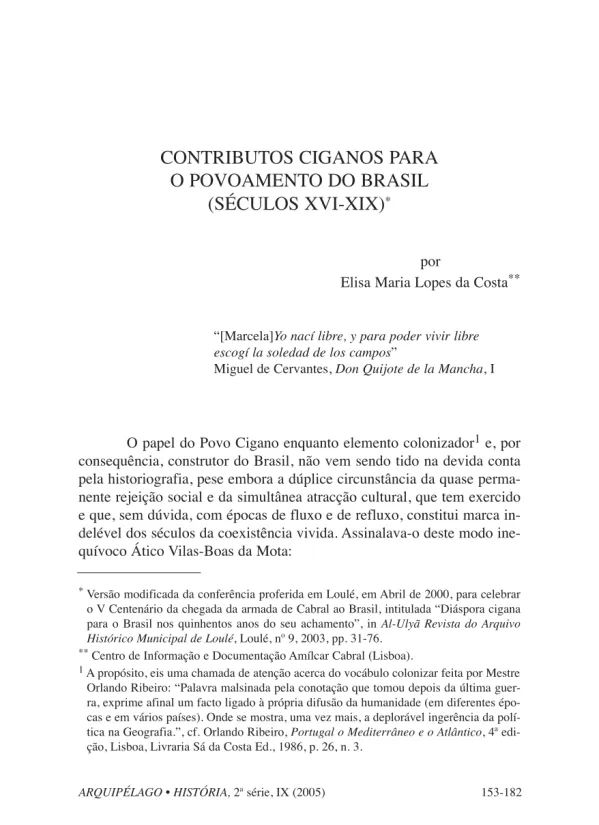 Contributos ciganos para o povoamento do Brasil (séculos XVI-XIX)