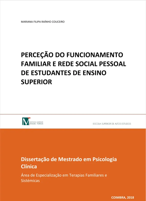 Perceção do Funcionamento Familiar e Rede Social Pessoal de Estudantes de Ensino Superior