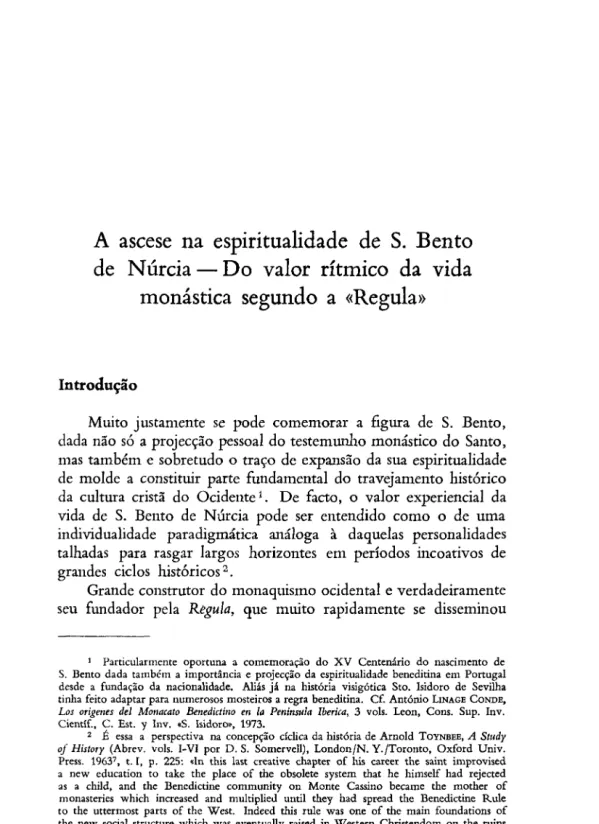 A ascese na espiritualidade de S. Bento de Núrcia: do valor rítmico da vida monástica segundo a «Regula»