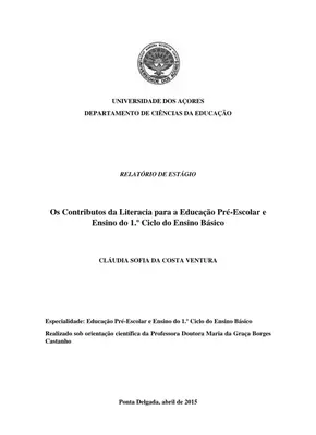Literacia na Educação: Pré-escolar e 1º Ciclo