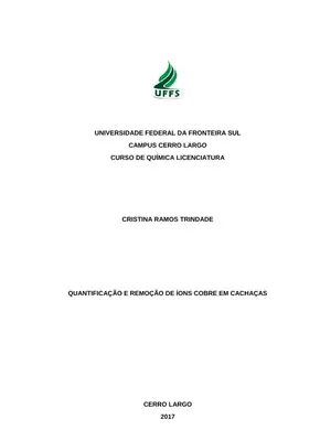 Remoção de Cobre em Cachaça