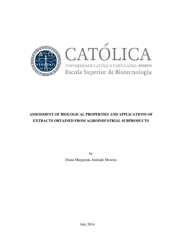 Assessment of biological properties and applications of extracts obtained from agroindustrial subproducts