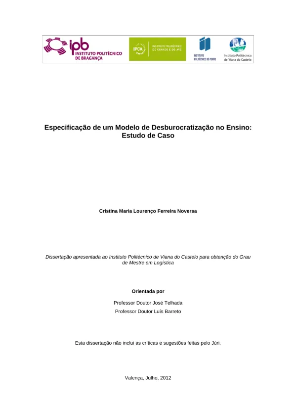 Especificação de um modelo de desburocratização no ensino