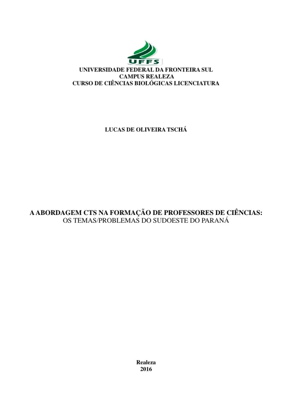 A abordagem CTS na formação de professores de ciências: os temas/problemas do sudoeste do Paraná