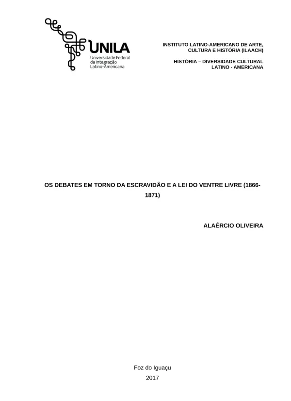 Os Debates em Torno da Escravidão e a Lei do Ventre Livre (1866-1871)
