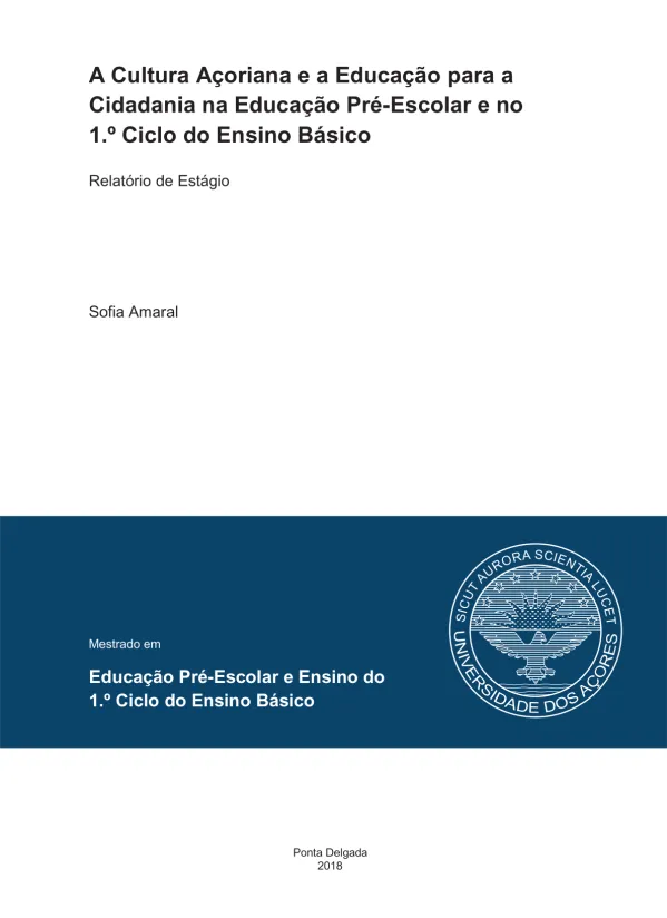 A cultura açoriana e a educação para a cidadania na Educação Pré-Escolar e no 1.º Ciclo do Ensino Básico