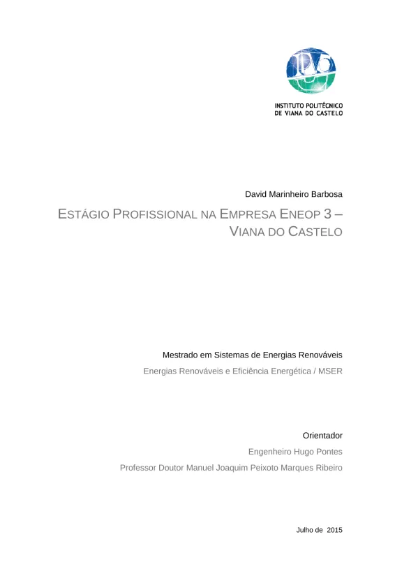 Estágio profissional na empresa ENEOP3 - Viana do Castelo