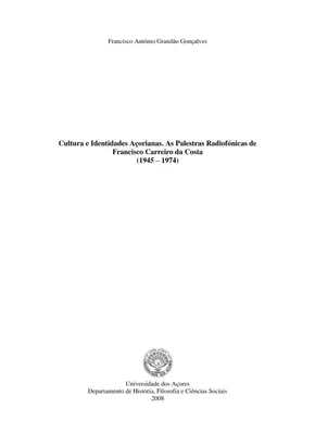 Identidades Açorianas: Palestras de Carreiro da Costa
